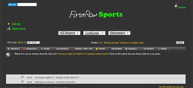 First Row Sports (Best Football Streaming Sites)
