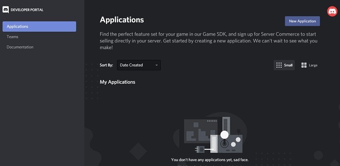 New Application in Discord