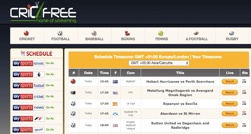 Top 12 Best Stream2Watch Alternative Sites for Watching Sports Online 3 CricFree is a best alternative of Stream2Watch for Cricket Streaming Online.