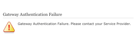 Gateway Authentication Failure