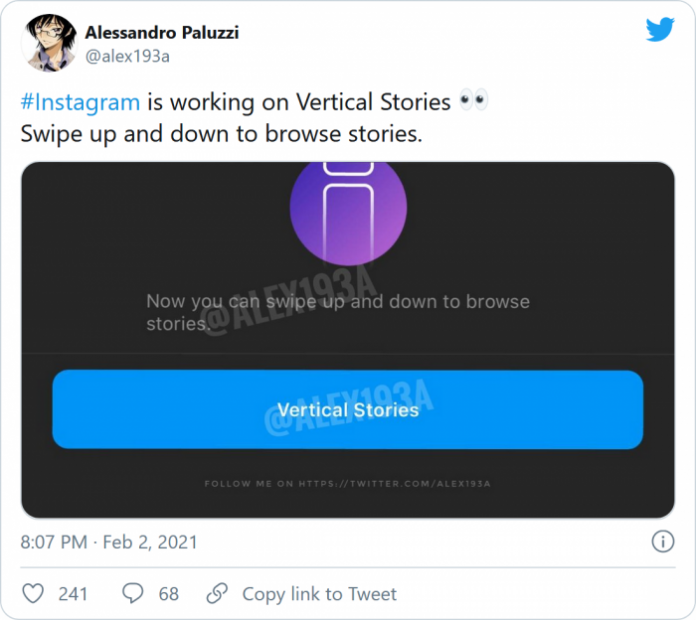 Instagram working on a new TikTok style vertical feed for stories