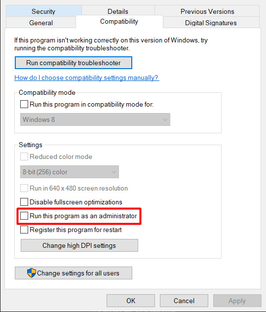 Discord: Discover How to Fix the ‘A JavaScript Error Occurred in the Main Process’ Error? 7 Uncheck 'Run this program as an administrator' Checkbox
