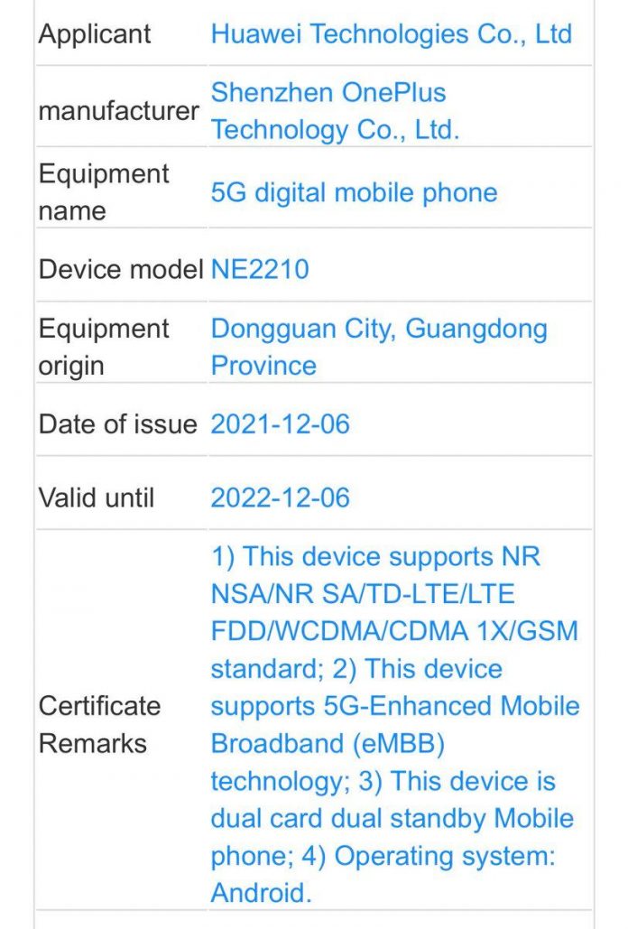 OnePlus 10 spotted on TENAA listing, launch imminent