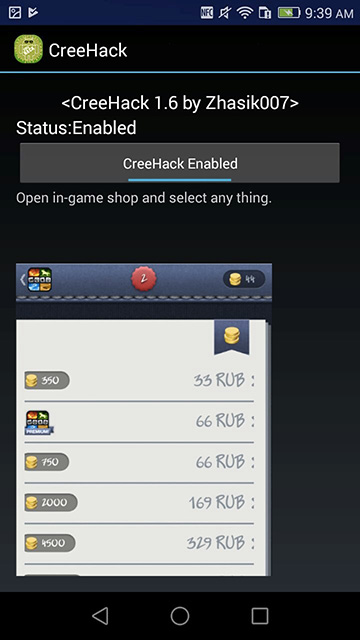 In app purchases using Creehack Apk