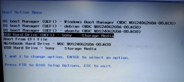 USB drive as the boot device