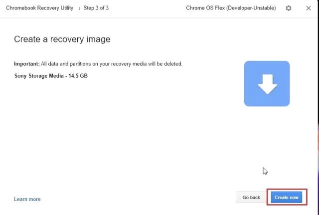 create a recovery image