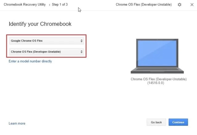select chrome os flex for chromebook