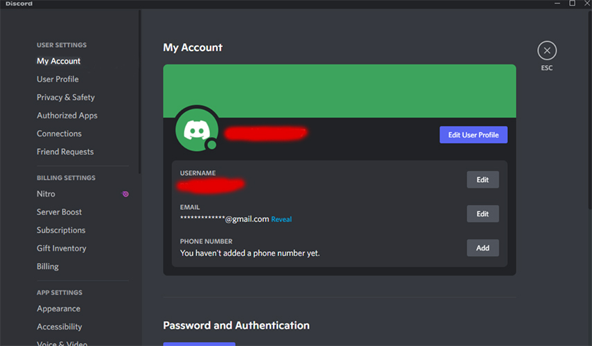 discord account settings